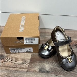 Naturino Kids Metallic Black Mary Jane Shoes